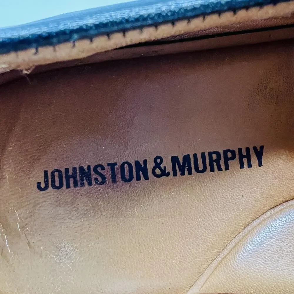 Johnston & Murphy Shoes Mens 11 Black Leather Penny Loafers Slip On Dress Oxford